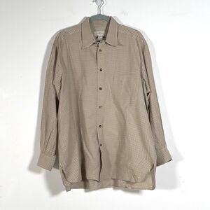 Ermenegildo Zegna Long Sleeve Button Up Shirt Mens XL Beige Check Plaid